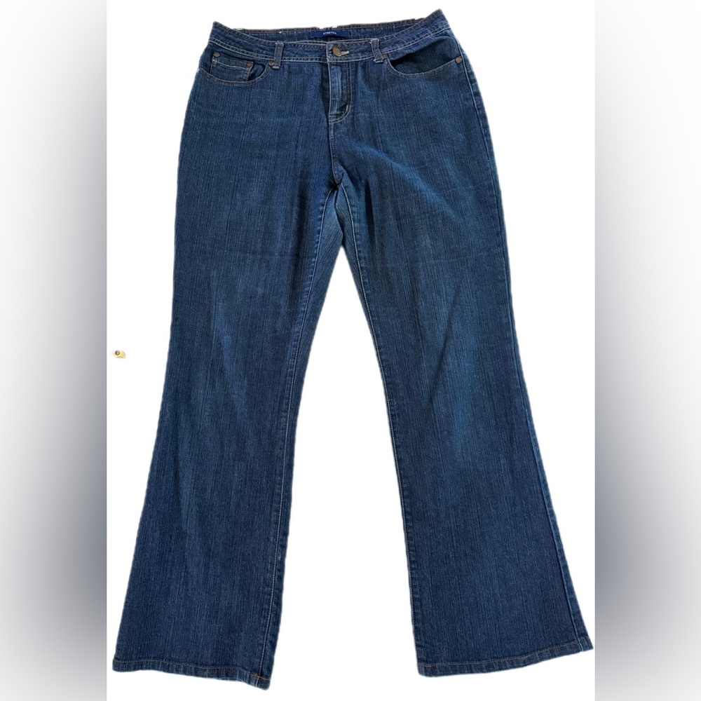 Womens Bill Blass Jeans Size 8 Bootcut Dark Blue Stretch Denim Classic Cut Style